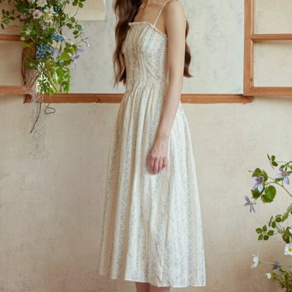 SECRET GARDENS BLUE LACE MIDI DRESS - Picture 3 of 4